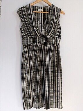 Calvin Klein Dress Women's Size 8 Geometric Sleeveless Sheath Midi Business